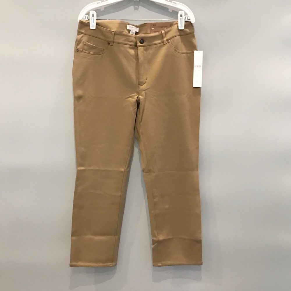 NWT Coldwater Creek Tan Ponte Knit Capri Jeans Size 12 Slim Leg